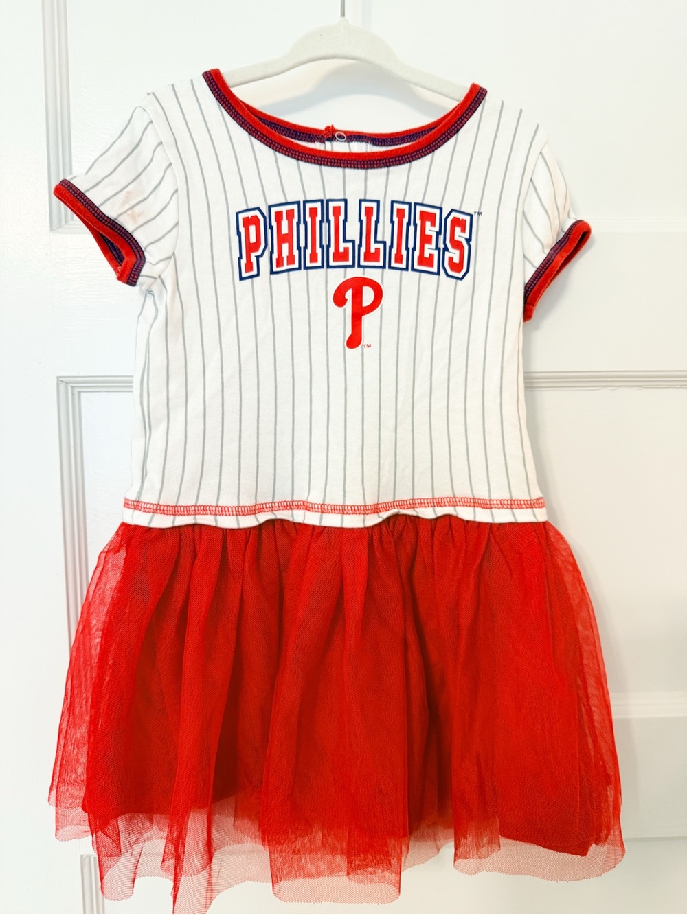 Philadelphia Phillies Girls' Red & White Tulle Dress- 4T